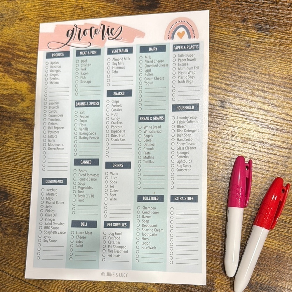 Grocery List laminated with 2 mini dry erase markers